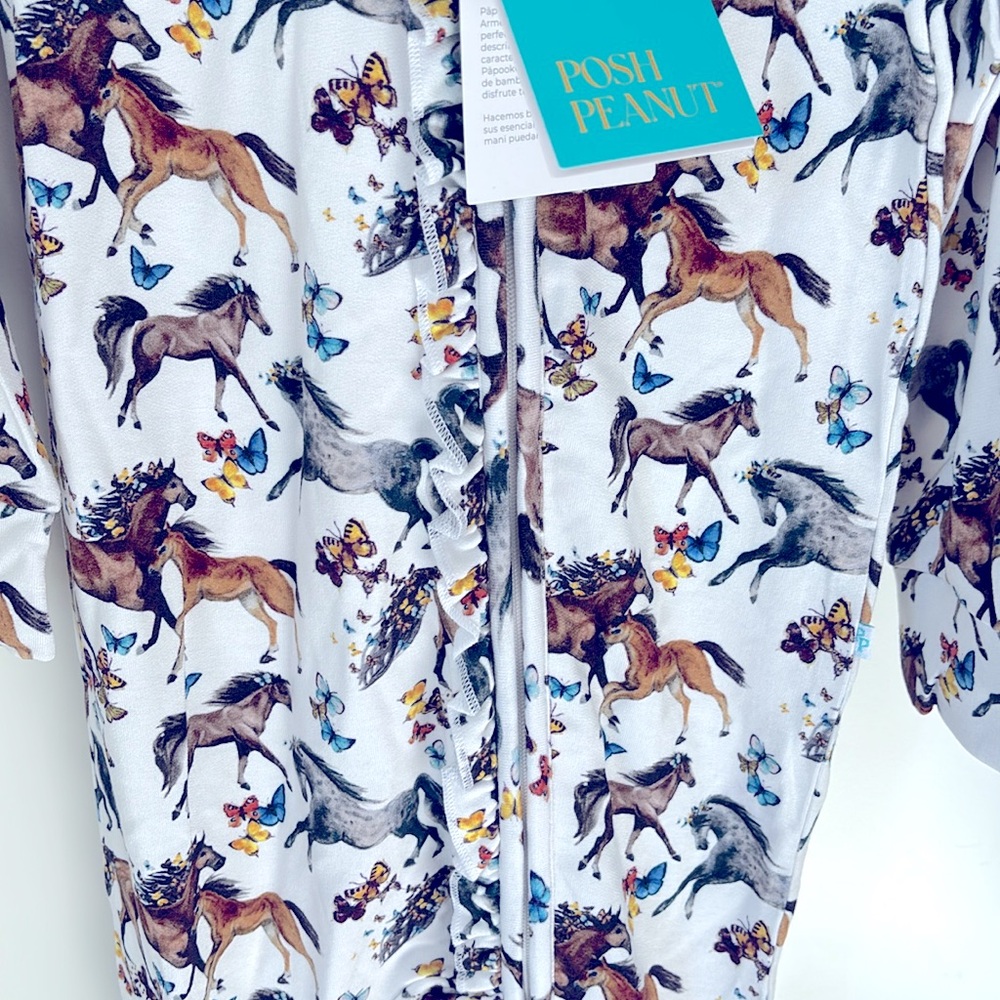 Posh Peanut White and Brown Horse Print One Piece - Picture 3 of 6